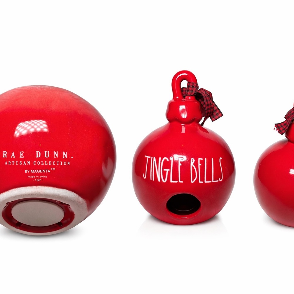 Rae Dunn Red Jingle Bells Ornament - Picture 4 of 4